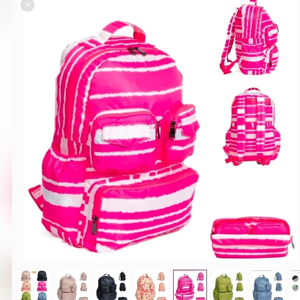 NWT Lug Magenta & White Striped Puddle Jumper, Packable Backpack